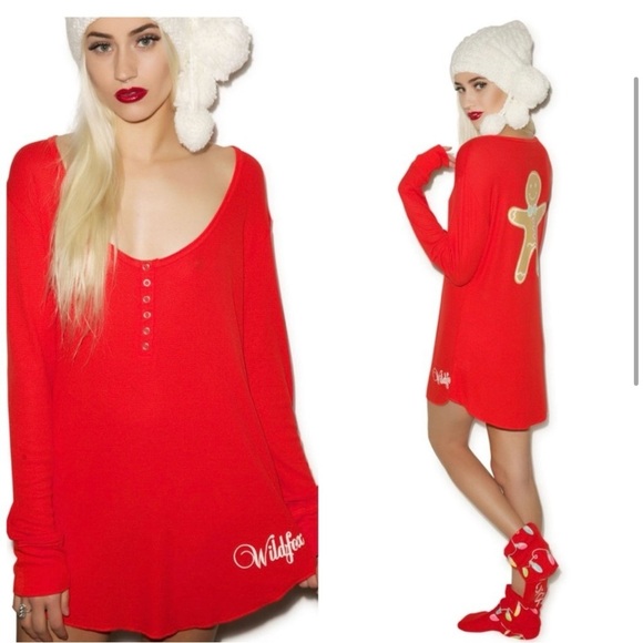 Wildfox Couture Gingerbread Snowed In Sleep Shirt Top Small New - Picture 2 of 5